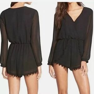Astr Black Long Sleeve Romper